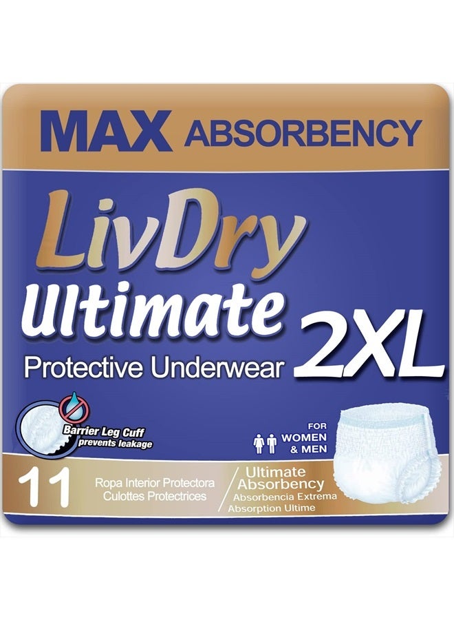 Ultimate XXL Adult Incontinence Underwear, High Absorbency, Leak Cuff Protection, XX-Large, 11-Pack