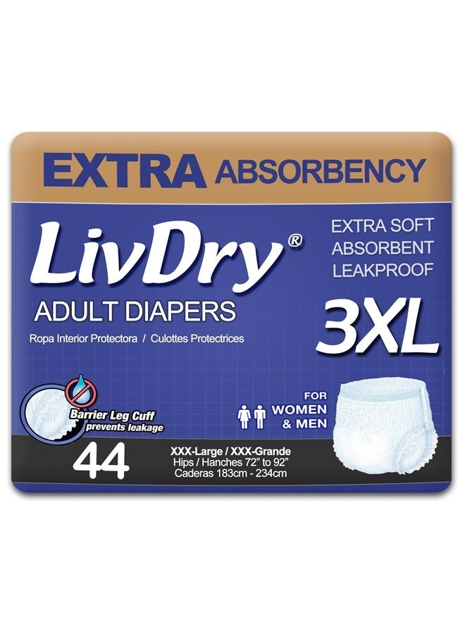 Adult Incontinence Underwear, Extra Absorbency Adult Diapers, Leak Protection (XXX-Large (44 Count))