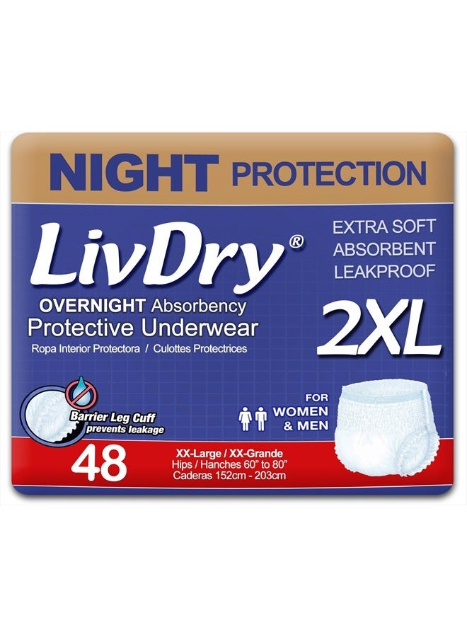 XXL Overnight Adult Diapers for Women and Men, Incontinence Underwear, XX-Large, 48-Pack