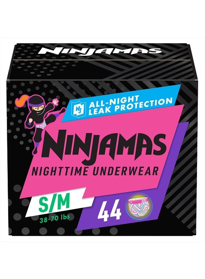 Ninjamas Nighttime Bedwetting Underwear Girls Size S/M (38-65 lbs) 44 Count (Packaging & Prints May Vary)