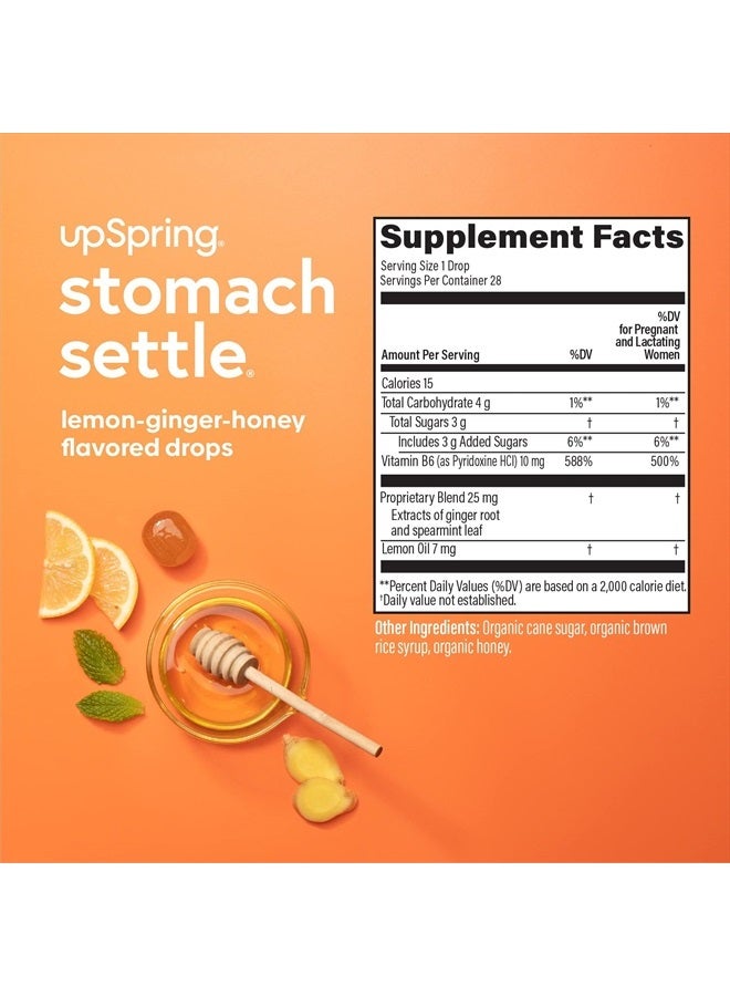 Stomach Settle Drops for Occasional Nausea Relief and Morning Sickness with Ginger, Lemon, Spearmint, and B6. Individually Wrapped Drops, 55 Ct(Packaging May Vary)