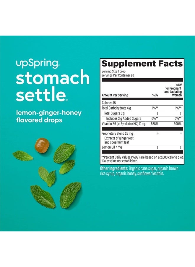 Stomach Settle Drops for Occasional Nausea Relief/Upset Stomach with Ginger, Lemon, Spearmint, and B6. Mint Flavor Drops, 28 Ct(Packaging May Vary)