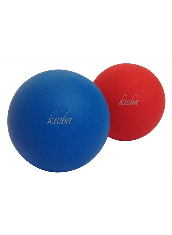 Massage Lacrosse Balls for Myofascial Release, Trigger Point Therapy, Muscle Knots, and Yoga Therapy. Set of 2 Firm Balls (Blue and Red)