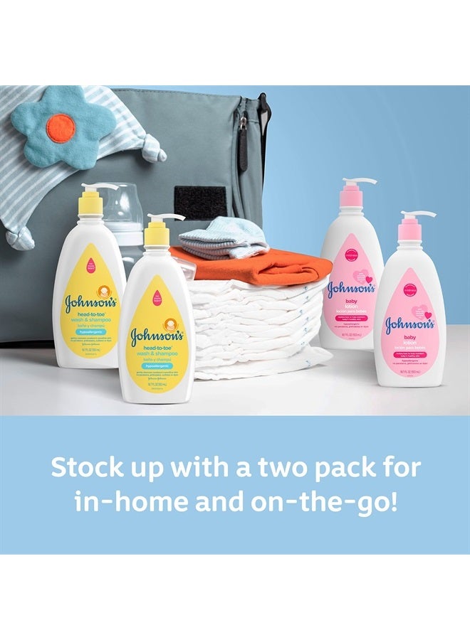 Head-To-Toe Gentle Baby Body Wash & Shampoo, Tear-Free, Sulfate-Free & Hypoallergenic Bath Wash & Shampoo for Baby's Sensitive Skin & Hair, Washes Away 99.9% Of Germs, 18 Fl. Oz