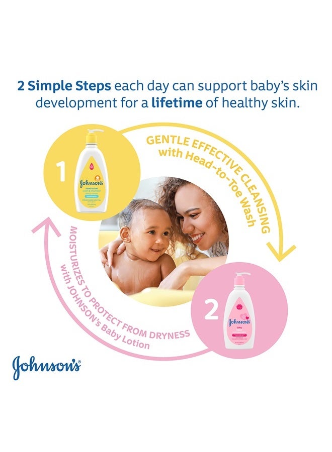Head-To-Toe Gentle Baby Body Wash & Shampoo, Tear-Free, Sulfate-Free & Hypoallergenic Bath Wash & Shampoo for Baby's Sensitive Skin & Hair, Washes Away 99.9% Of Germs, 18 Fl. Oz