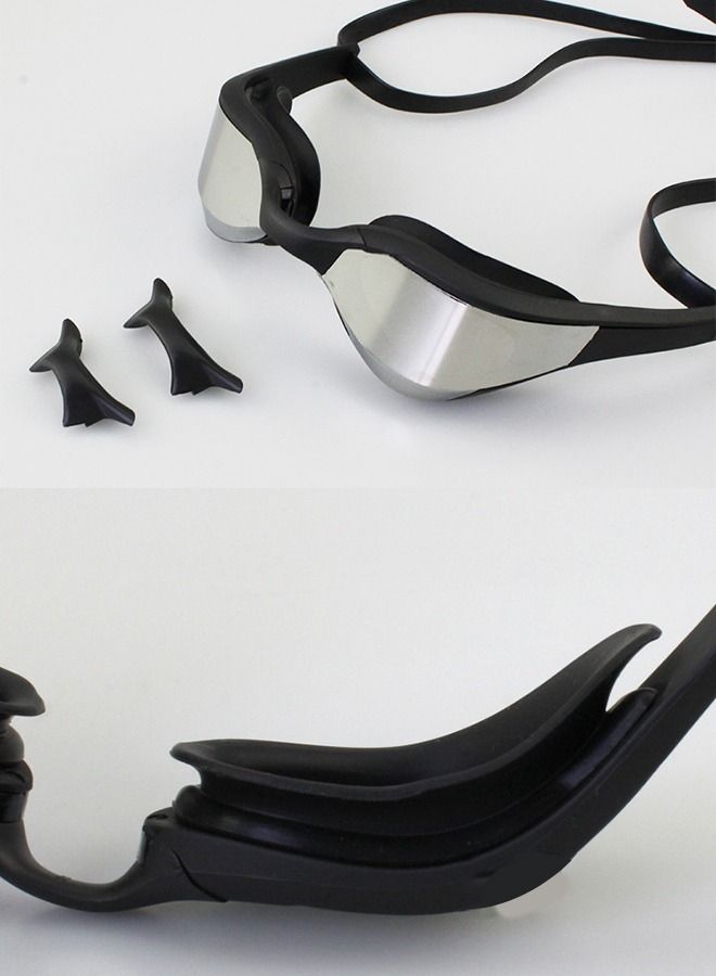 Swimming Goggles Adult Racing Wide Vision Leak-proof UV Protection Waterproof  Anti-fog for Men  Woman in Races - Black