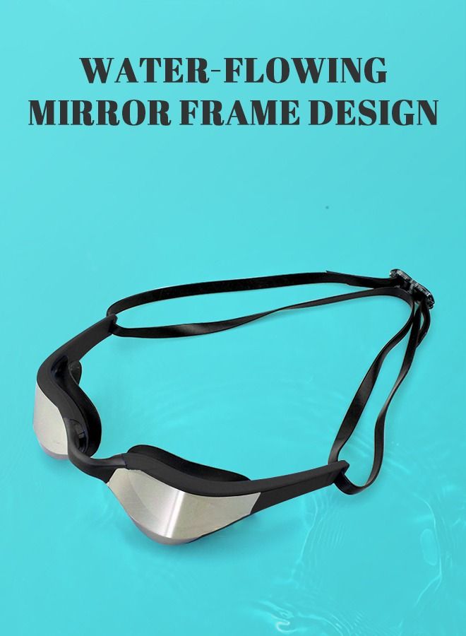 Swimming Goggles Adult Racing Wide Vision Leak-proof UV Protection Waterproof  Anti-fog for Men  Woman in Races - Black