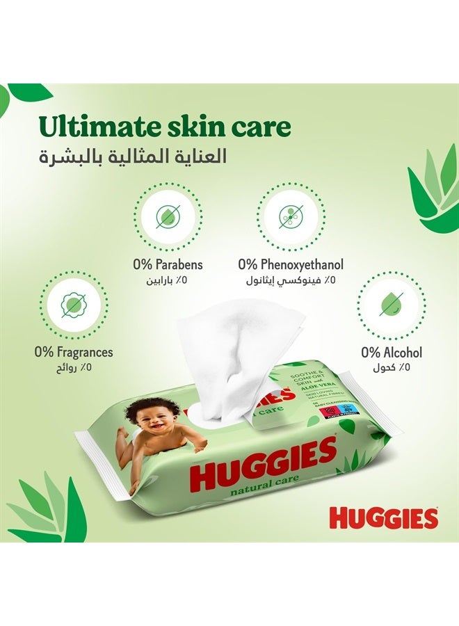 Baby Wipes Natural Care with Aloe Vera Huggies Wipes 56 Pc Kids