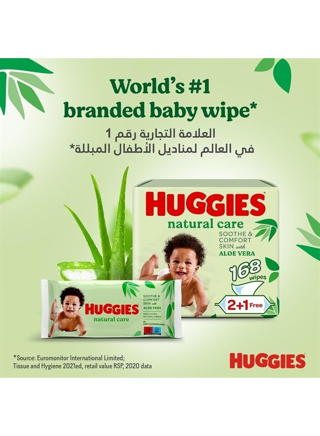 Baby Wipes Natural Care with Aloe Vera Huggies Wipes 56 Pc Kids