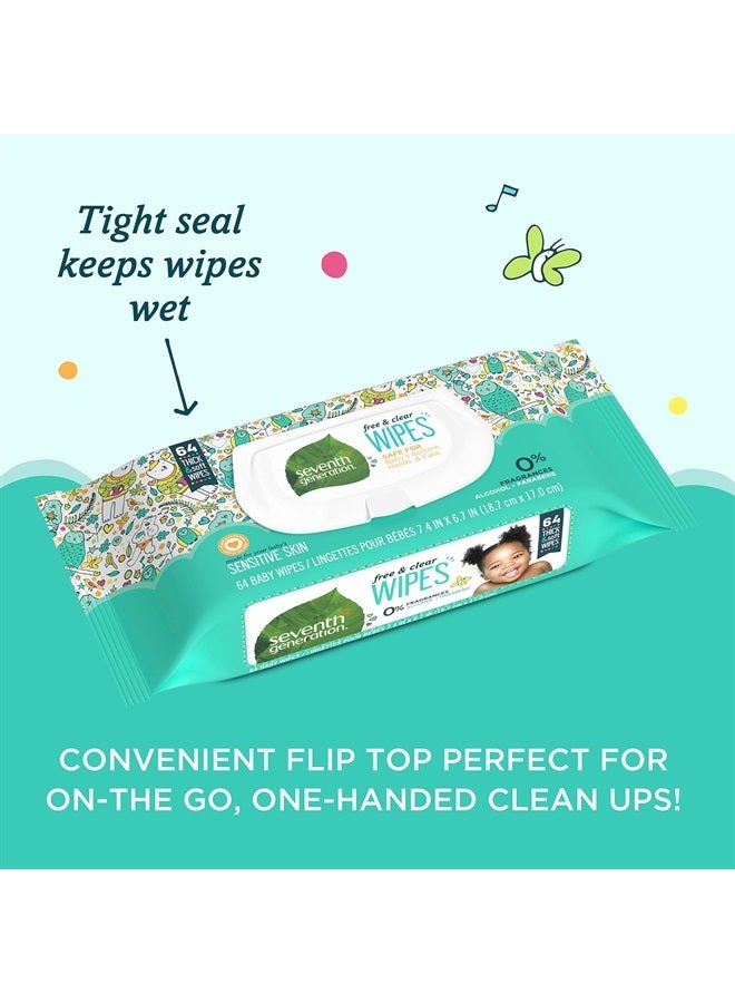 Baby Wipes Sensitive Protection with Snap Seal Unscented Baby Wipes 64 Count