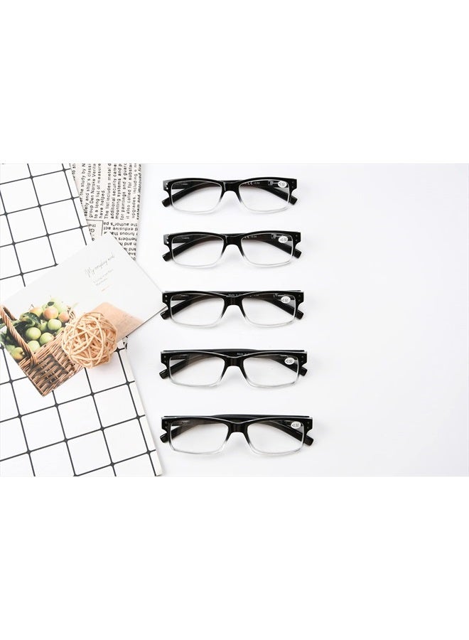 5 Pack Reading Glasses for Men Spring Hinges Classic Readers Black-Clear Frame +1.50