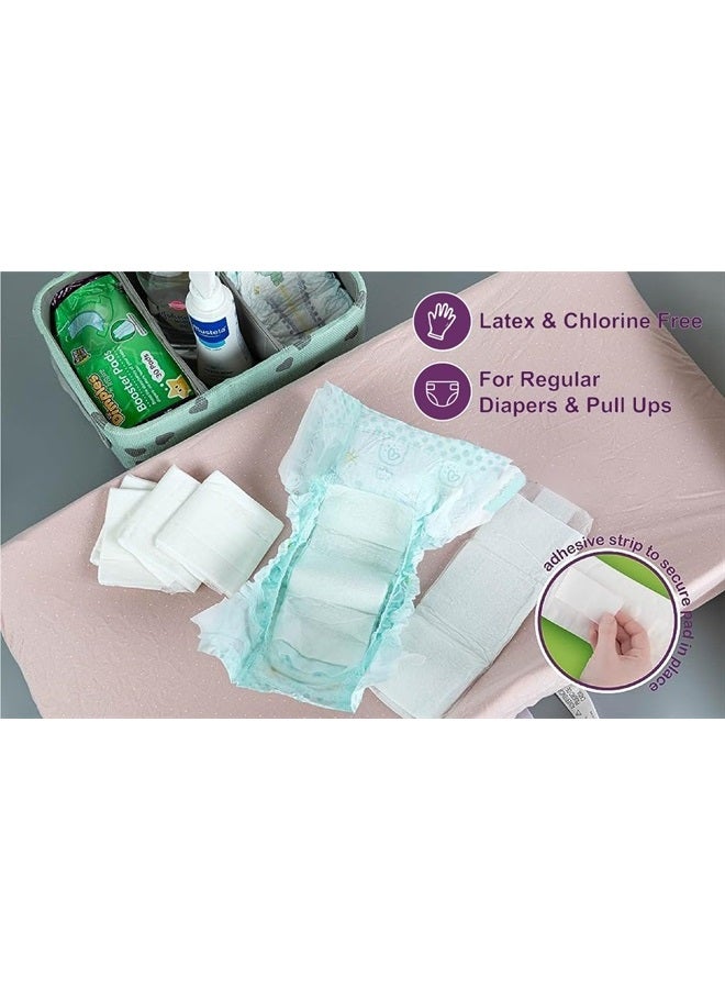 Dimples Booster Pads, Baby Diaper Doubler with Adhesive - 1 Size Fits All Diapers - Boosts Diaper Absorbency - No More leaks 90 Count (with Adhesive for Secure Fit)