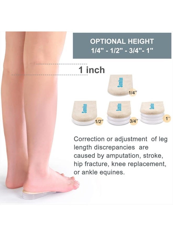 Heel Lift, 4-Layer 1 Inch Gel Shoe Lifts for Women Uneven Legs, Adjustable Orthopedic Heel Lifts for Heel Pain and Leg Length Discrepancy, Heel Wedge Inserts 1/4