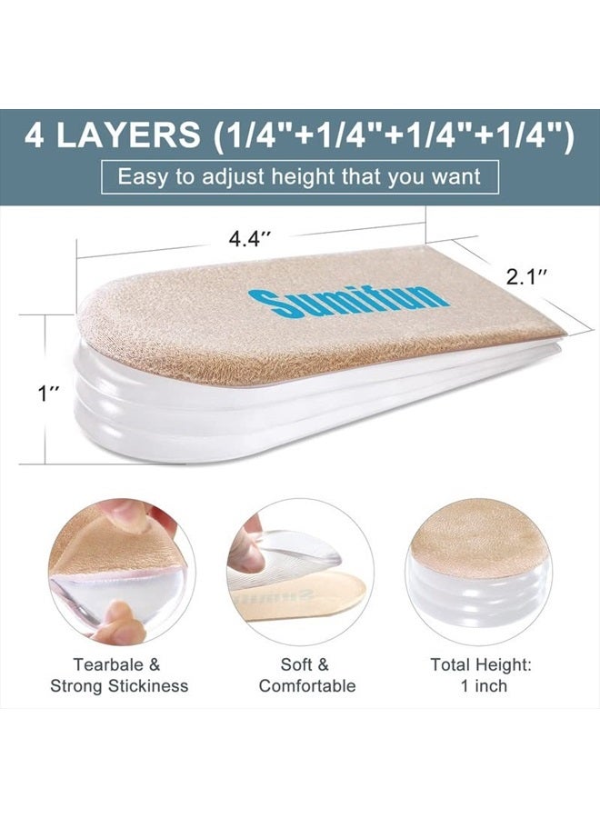 Heel Lift, 4-Layer 1 Inch Gel Shoe Lifts for Women Uneven Legs, Adjustable Orthopedic Heel Lifts for Heel Pain and Leg Length Discrepancy, Heel Wedge Inserts 1/4