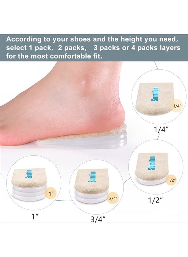 Heel Lift, 4-Layer 1 Inch Gel Shoe Lifts for Women Uneven Legs, Adjustable Orthopedic Heel Lifts for Heel Pain and Leg Length Discrepancy, Heel Wedge Inserts 1/4