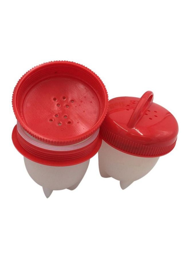 6-Piece Silicone Egg Boiler Mould Set White/Red