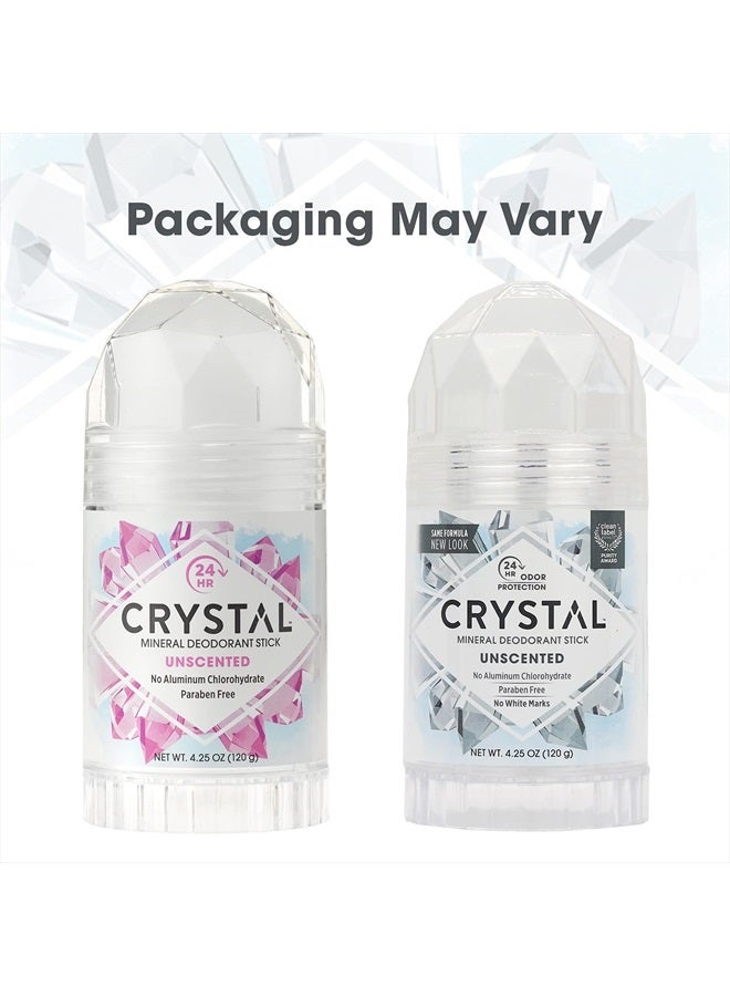 CRYSTAL™ Travel Stick Mineral Deodorant - Unscented Body Deodorant With 24-Hour Odor Protection, Non-Staining & Non-Sticky, Aluminum Chloride & Paraben Free, 1.5 FL OZ – (Pack of 2)