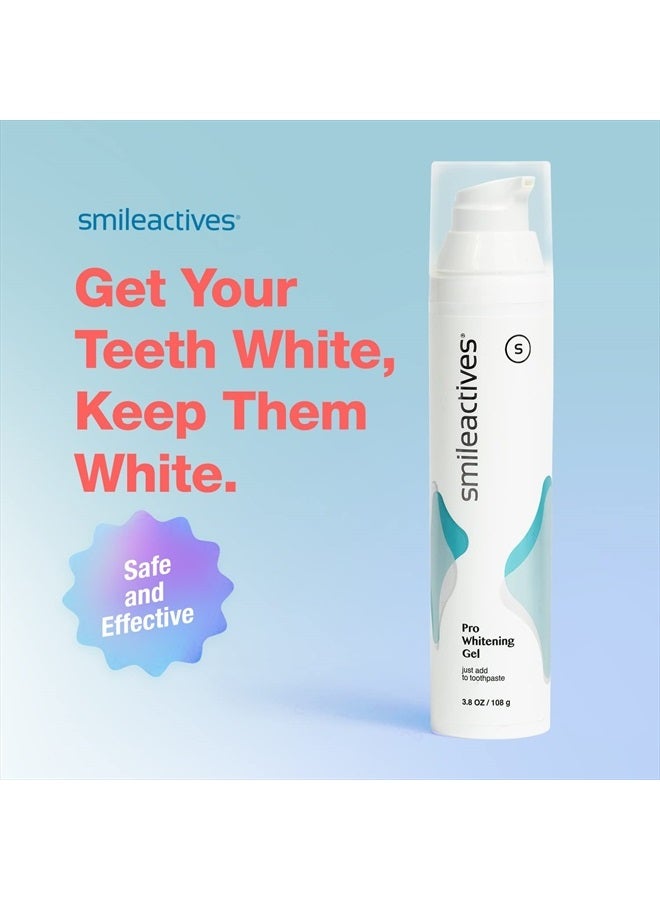 Smileactives Whitening Gel for Your Toothpaste | 2oz Bottle - Features Polyclean Technology with Clinical-Grade Hydrogen Peroxide for Long Lasting White Teeth, Remove Coffee Stains