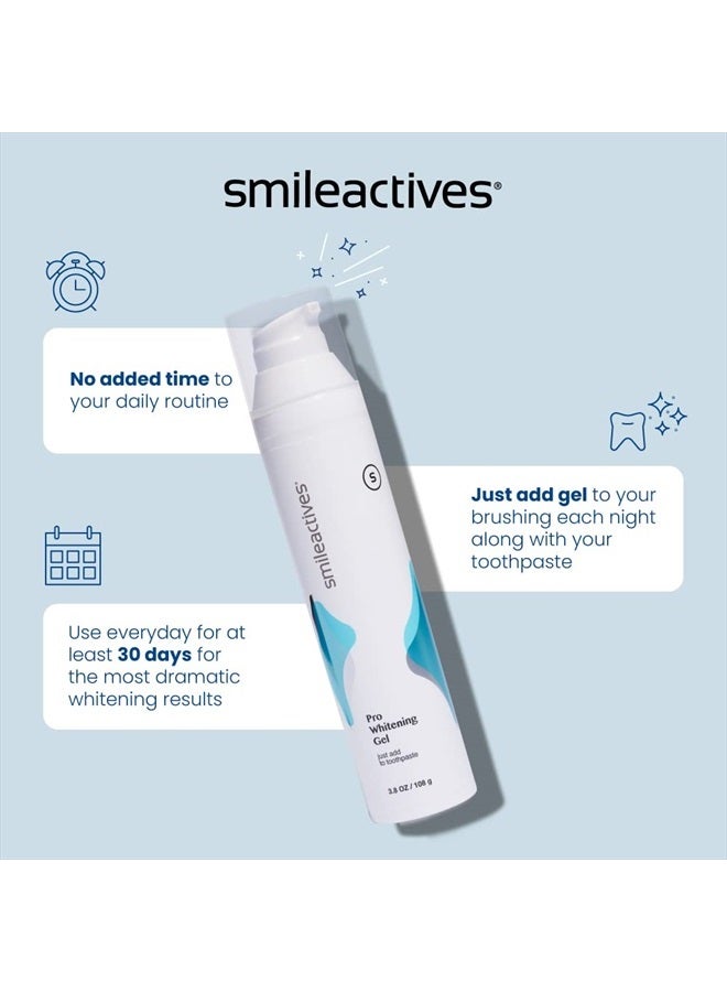 Smileactives Whitening Gel for Your Toothpaste | 2oz Bottle - Features Polyclean Technology with Clinical-Grade Hydrogen Peroxide for Long Lasting White Teeth, Remove Coffee Stains