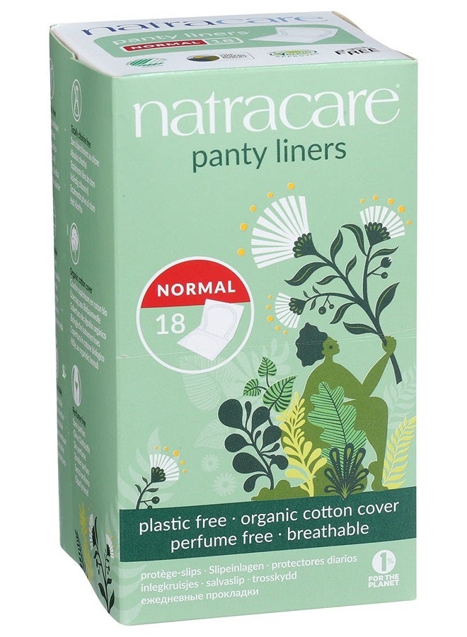 Natracare Natural Organic Normal Panty Liners, Made with Certified Organic Cotton, Ecologically Certified Cellulose Pulp and Plant Starch (1 Pack, 18 Liners Total)