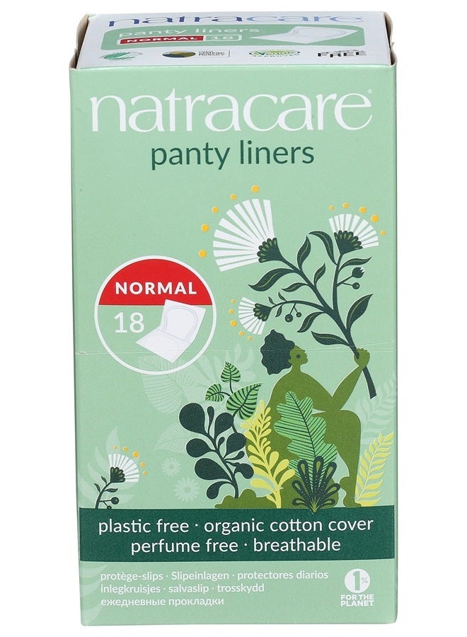Natracare Natural Organic Normal Panty Liners, Made with Certified Organic Cotton, Ecologically Certified Cellulose Pulp and Plant Starch (1 Pack, 18 Liners Total)