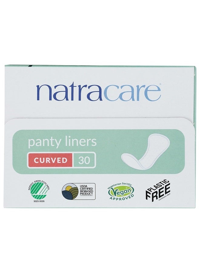 Natracare Natural Organic Curved Panty Liners, with Certified Organic Cotton, Ecologically Certified Cellulose Pulp and Plant Starch (1 Pack, 30 Liners Total)