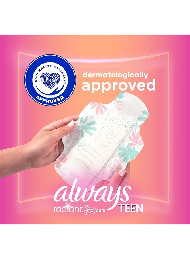 Radiant Teen Feminine Pads For Women, Size 1 Regular Absorbency, With Flexfoam, With Wings, Unscented, 14 Count