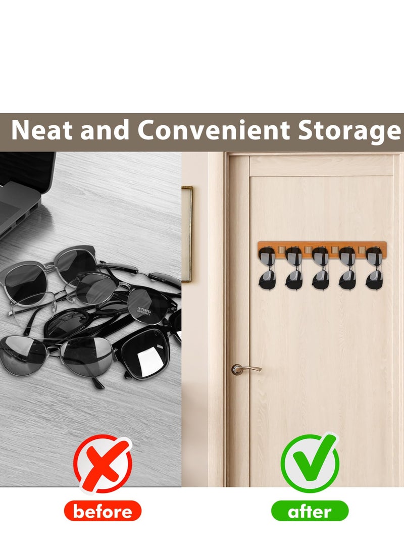 Sunglasses Organizer,Wood Storage Wall Mounted Eyewear Display，Rustic Eyeglasses Holder for Entryway Living Room Bedroom Home Decor for Multiple Glasses Case for Women Men