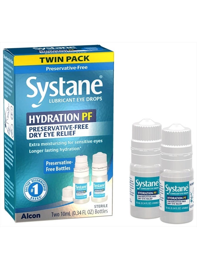 Hydration Multi-Dose Preservative-Free Eye Drops Dry Eye Relief Twin Pack (2x10ml)