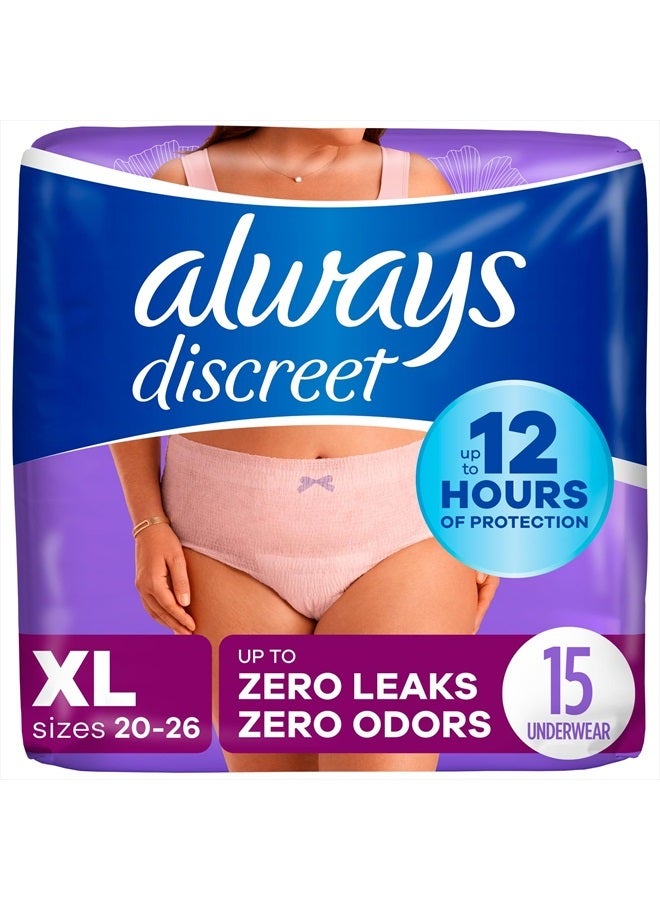 Adult Incontinence & Postpartum Underwear For Women, Classic Cut, Size X-Large, Maximum Absorbency, Disposable, 15 Count (Pack of 1) (Packaging May Vary)