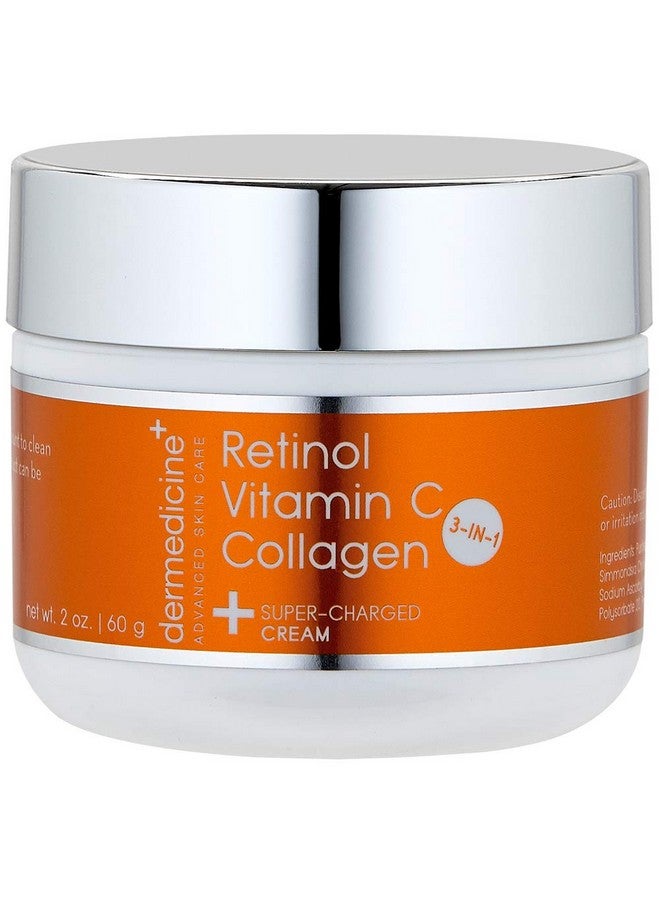 Vitamin C + Retinol + Collagen ; Super Charged Antiaging Cream For Face ; Pharmaceutical Grade Quality ; Helps Smooth & Plump Fine Lines & Wrinkles & Brightens For Younger Skin (2 Oz)