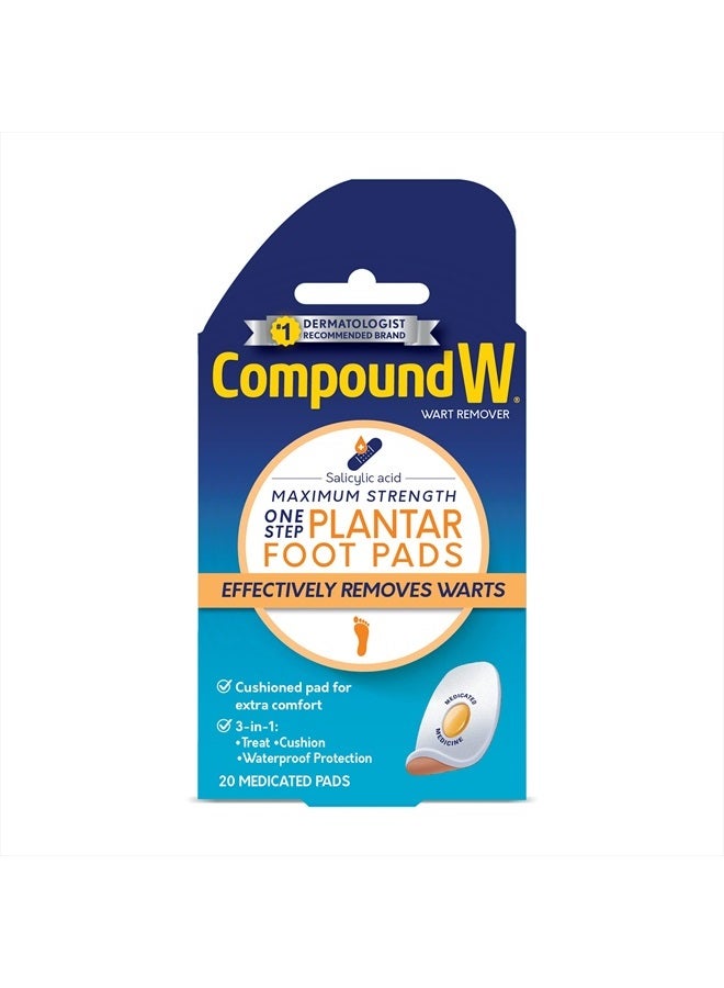 Maximum Strength One Step Plantar Wart Remover Foot Pads, 20 Count