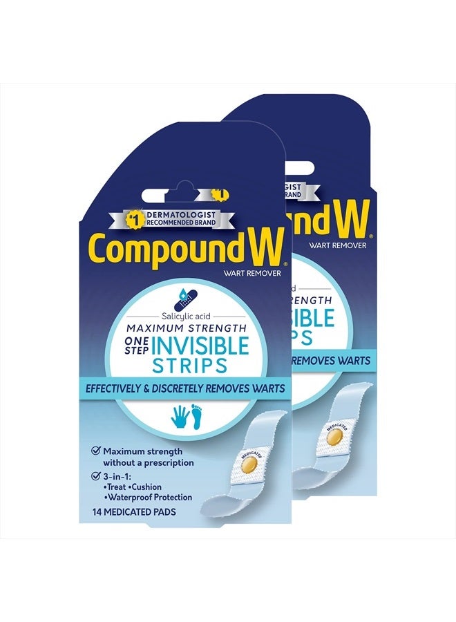 Maximum Strength One Step Invisible Wart Remover Strips, 14 CT, 2 Pack