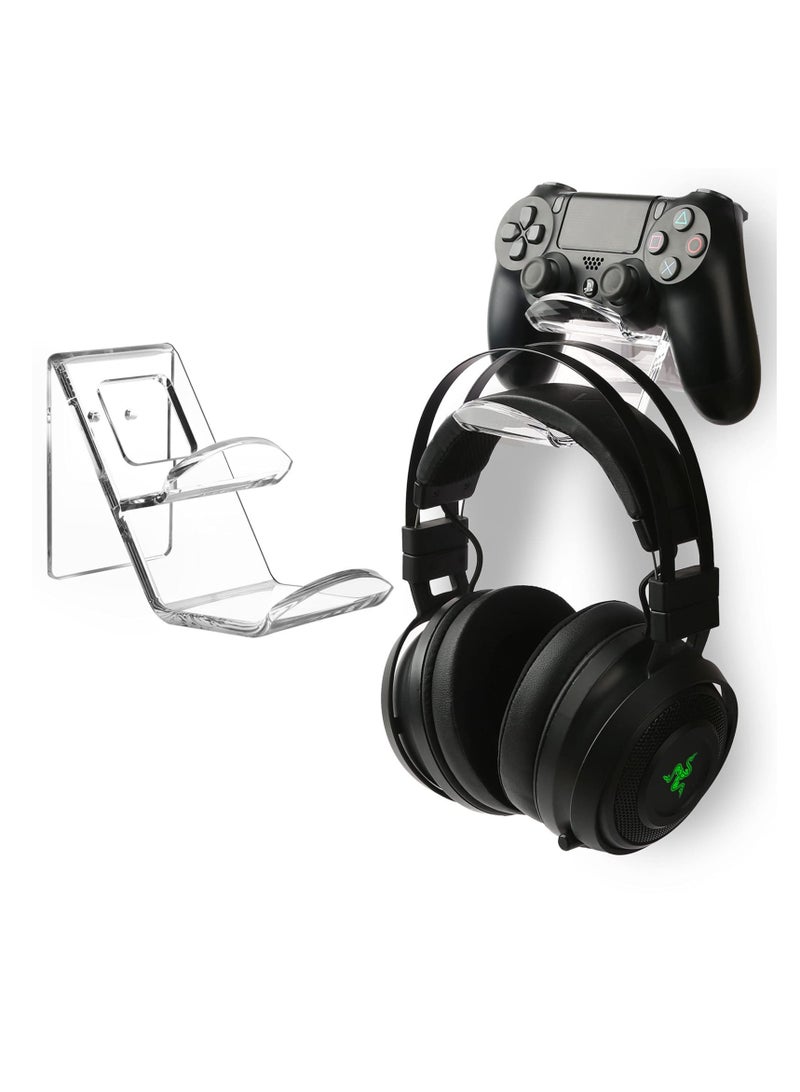 Acrylic Controller Stand and Headset Holder, Wall Mount, Universal Gaming Accessory