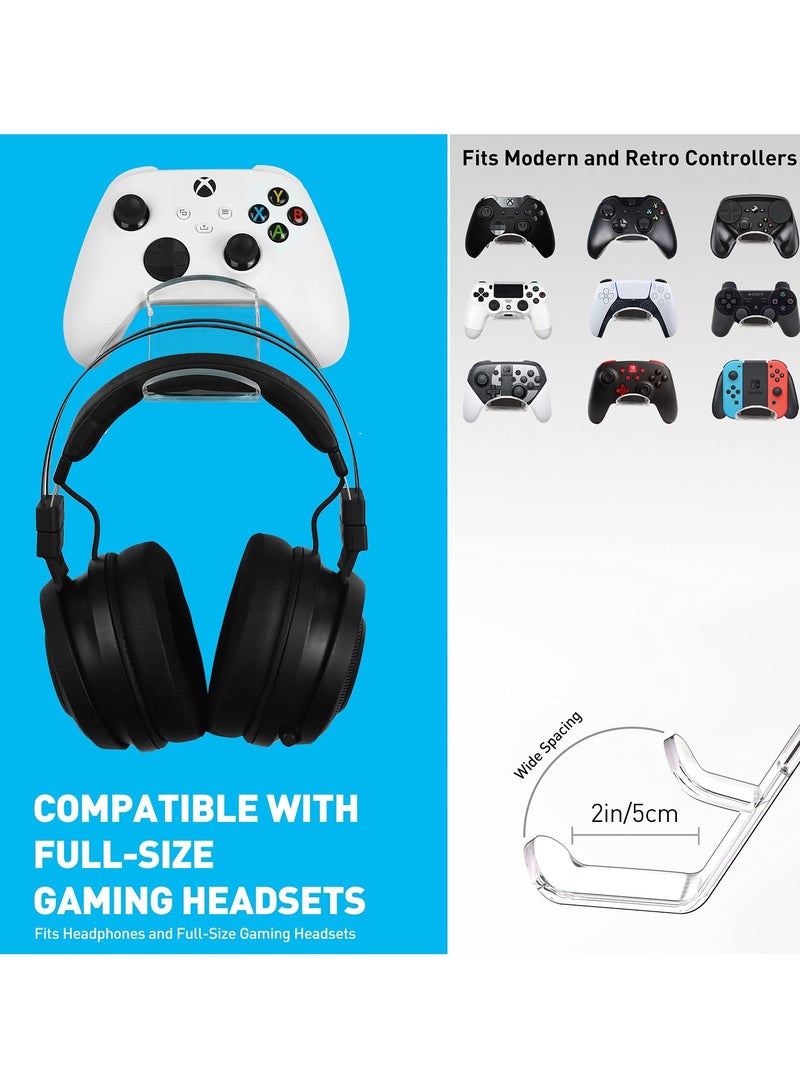 Acrylic Controller Stand and Headset Holder, Wall Mount, Universal Gaming Accessory