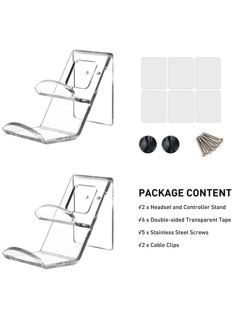 Acrylic Controller Stand and Headset Holder, Wall Mount, Universal Gaming Accessory