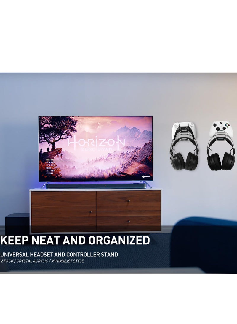 Acrylic Controller Stand and Headset Holder, Wall Mount, Universal Gaming Accessory