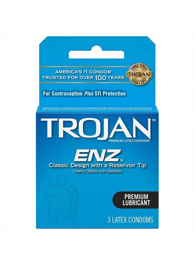 Trojan Enz Lubricated Size 3s Trojan Enz Lubricated Latex Condoms 3ct