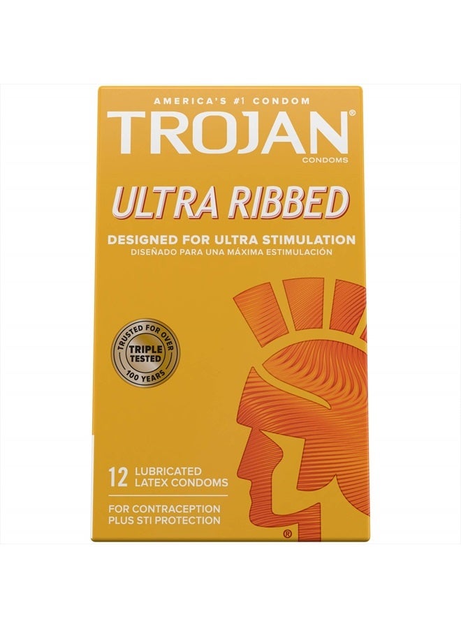 Ultra Ribbed Premium Lubricated Condoms, 12 Count