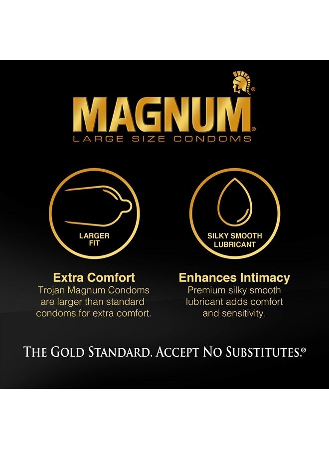 MAGNUM Ribbed Large Size Condoms, 3 Count (Pack of 6)