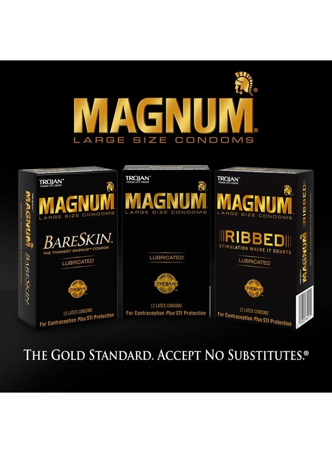 MAGNUM Ribbed Large Size Condoms, 3 Count (Pack of 6)