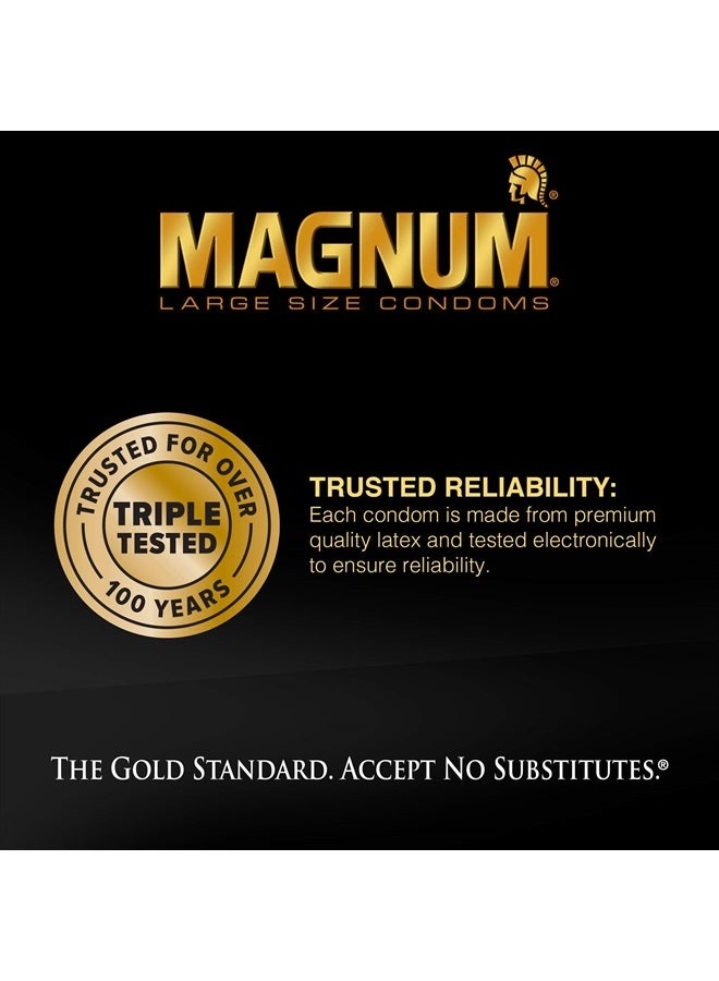 MAGNUM Ribbed Large Size Condoms, 3 Count (Pack of 6)