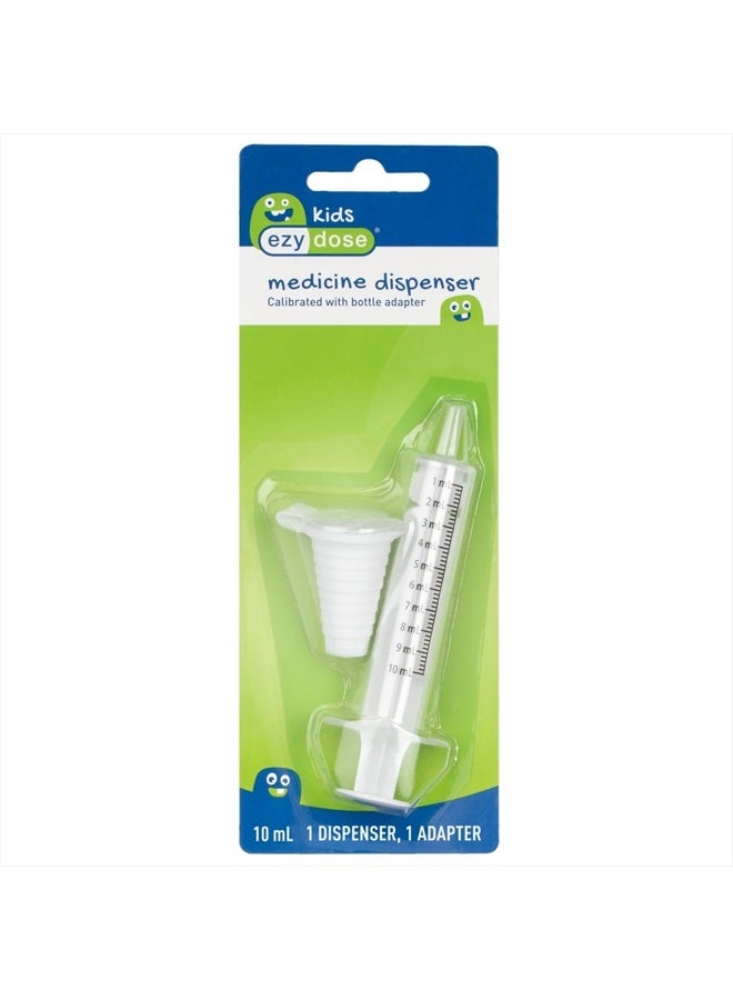 Kids Baby Oral Syringe & Dispenser Calibrated for Liquid Medicine, Reduce Mess, Easy Way to Orally Administer Medication, 10 mL/2 TSP, Includes Bottle Adapter, Clear, BPA Free