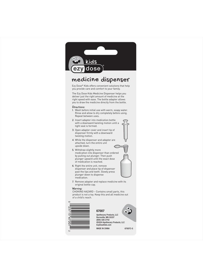 Kids Baby Oral Syringe & Dispenser Calibrated for Liquid Medicine, Reduce Mess, Easy Way to Orally Administer Medication, 10 mL/2 TSP, Includes Bottle Adapter, Clear, BPA Free