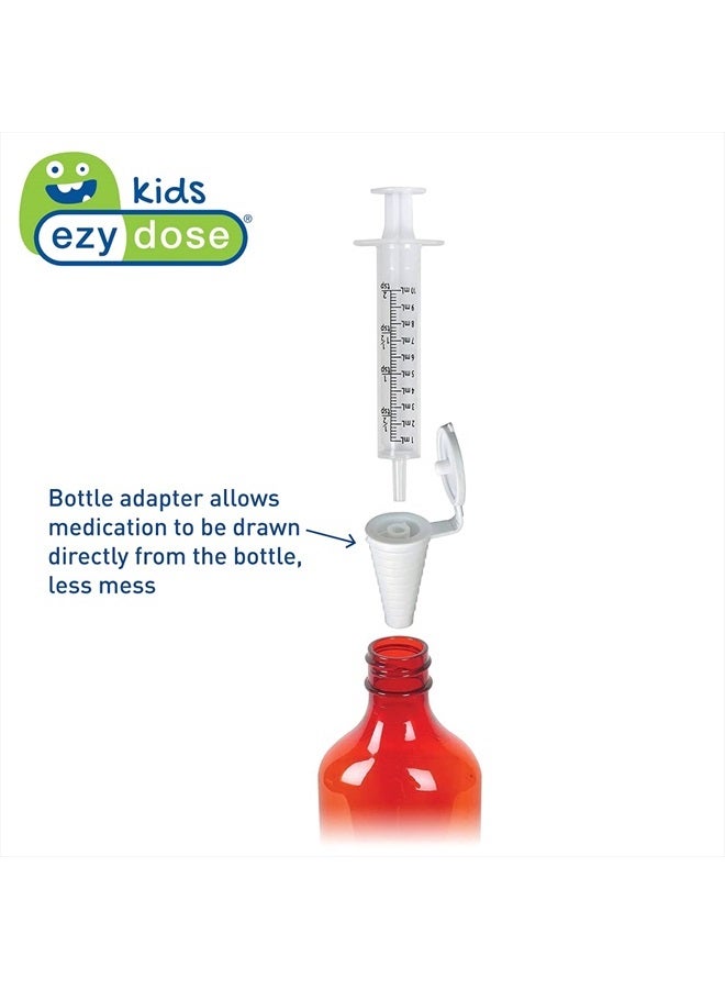 Kids Baby Oral Syringe & Dispenser Calibrated for Liquid Medicine, Reduce Mess, Easy Way to Orally Administer Medication, 10 mL/2 TSP, Includes Bottle Adapter, Clear, BPA Free