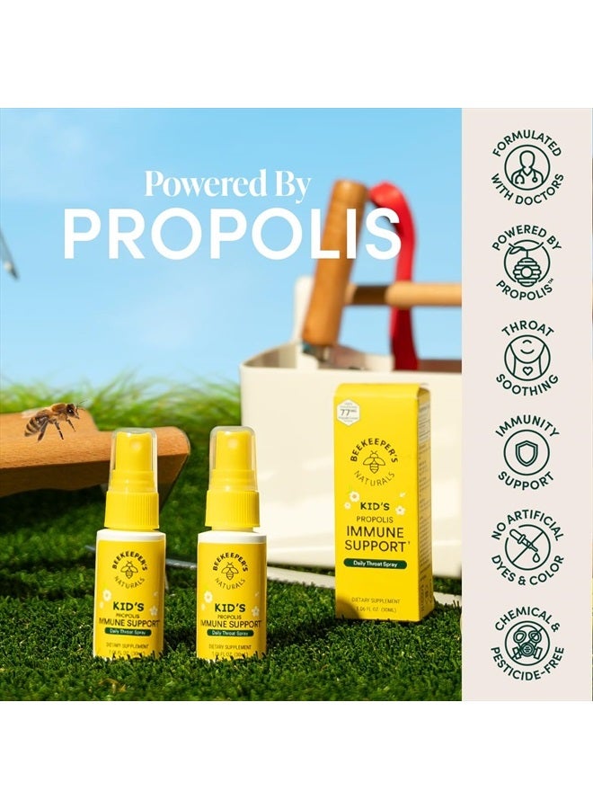 Kids Propolis Throat Spray 95% Bee Propolis Extract - Natural Immune Support & Sore Throat Relief, Antioxidants & Gluten-Free, 1.06 oz (Pack of 2)