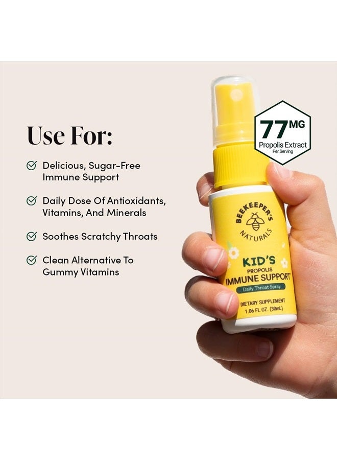 Kids Propolis Throat Spray 95% Bee Propolis Extract - Natural Immune Support & Sore Throat Relief, Antioxidants & Gluten-Free, 1.06 oz (Pack of 2)