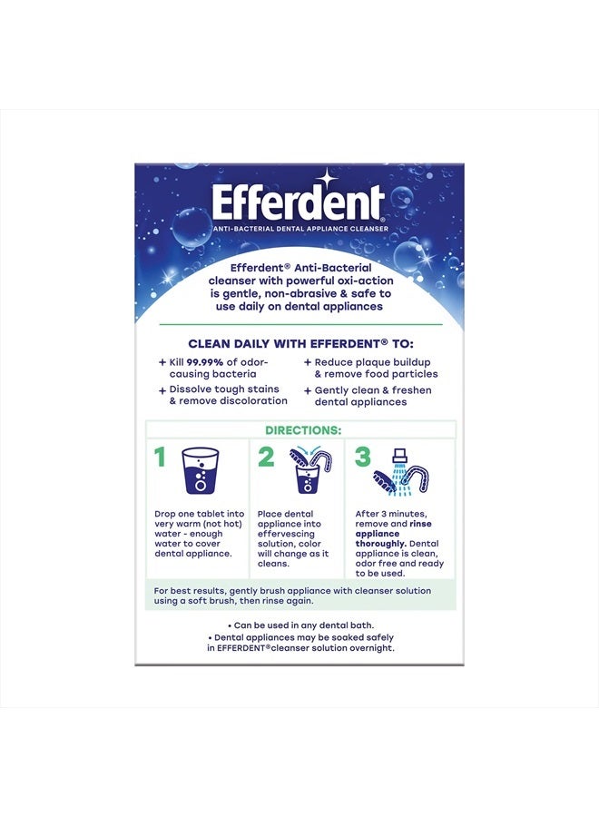 Efferdent Retainer Cleaning Tablets, Denture Cleanser Tablets for Dental Appliances, Fresh & Clean, Minty Fresh, 90 Tablets