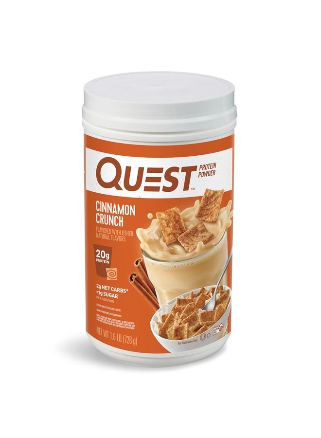 Cinnamon Crunch Protein Powder, 20g Protein, 2g Net Carb, 1g Sugar, Low Carb, Gluten Free, 1.6 Pound, 24 Servings