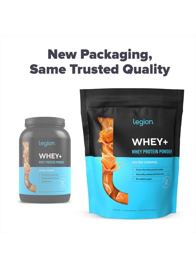 Whey+ Whey Isolate Protein Powder from Grass Fed Cows - Low Carb, Low Calorie, Non-GMO, Lactose Free, Gluten Free, Sugar Free, All Natural Whey Protein Isolate, 30 Servings (Salted Caramel)